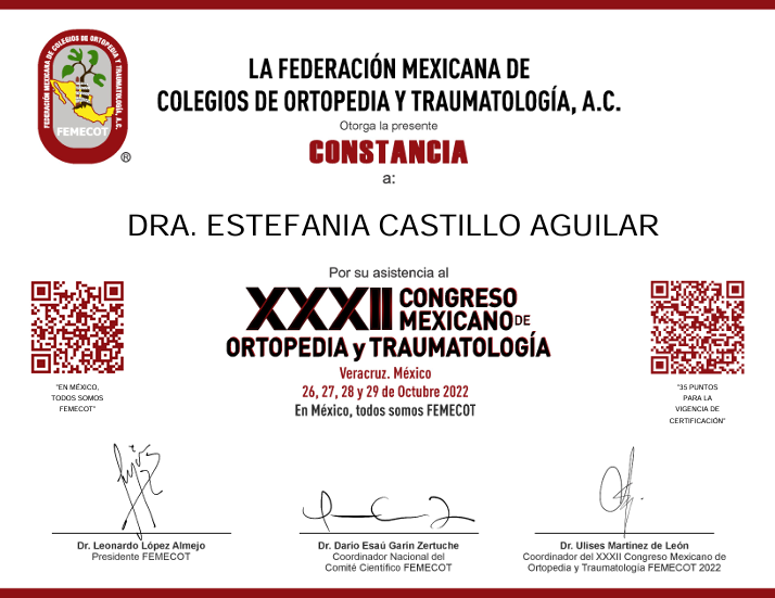 Diploma Dra. Estefanía Castillo Aguilar